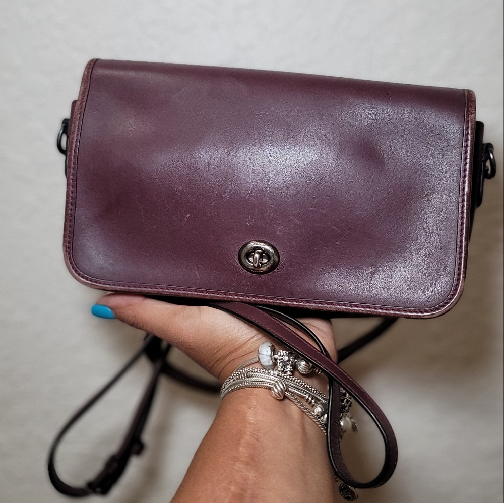 Coach Pocket Purse Penny Pocket Crossbody Bag in Deep Plum